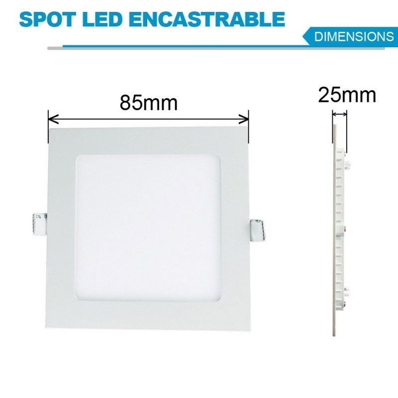 Spot led encastrable 3W extra plat rond