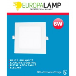 Spot Encastrable LED Carre Downlight Panel Extra-Plat 6W Blanc Froid 6000k