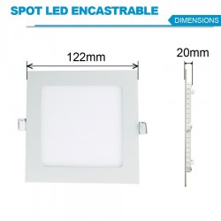 Spot Encastrable LED Carre Downlight Panel Extra-Plat 6W Blanc Froid 6000k