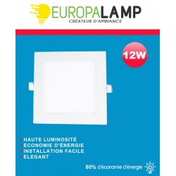 Spot Encastrable LED Carre Downlight Panel Extra-Plat 12W Blanc Chaud 6000k