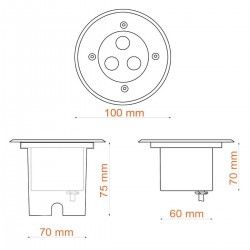 Spot LED 5W Encastrable Sol Exterieur IP65 Blanc Chaud 3000K