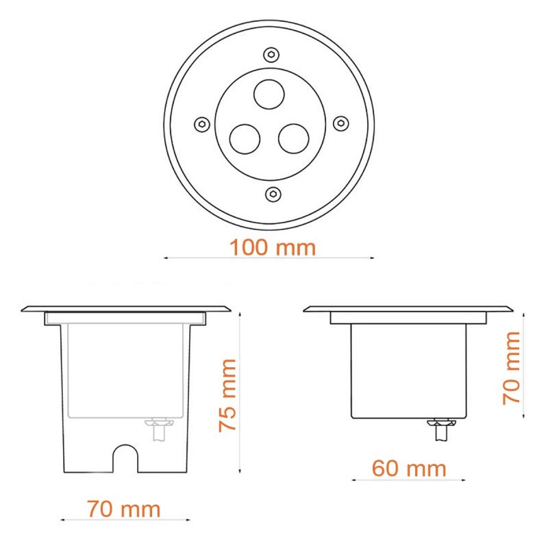 Spot LED 5W Encastrable Sol Exterieur IP65 Blanc Chaud 3000K