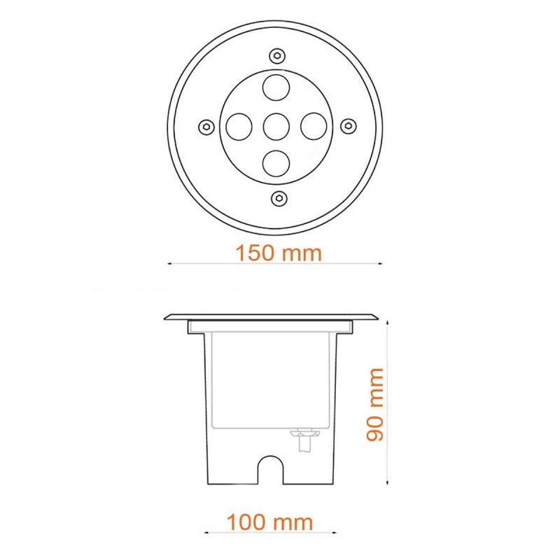 Spot LED 5W Encastrable Sol Exterieur IP65 Blanc Chaud 3000K