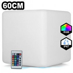 Cube LED Lumineux Multicolore 40CM Rechargeable Sans Fil