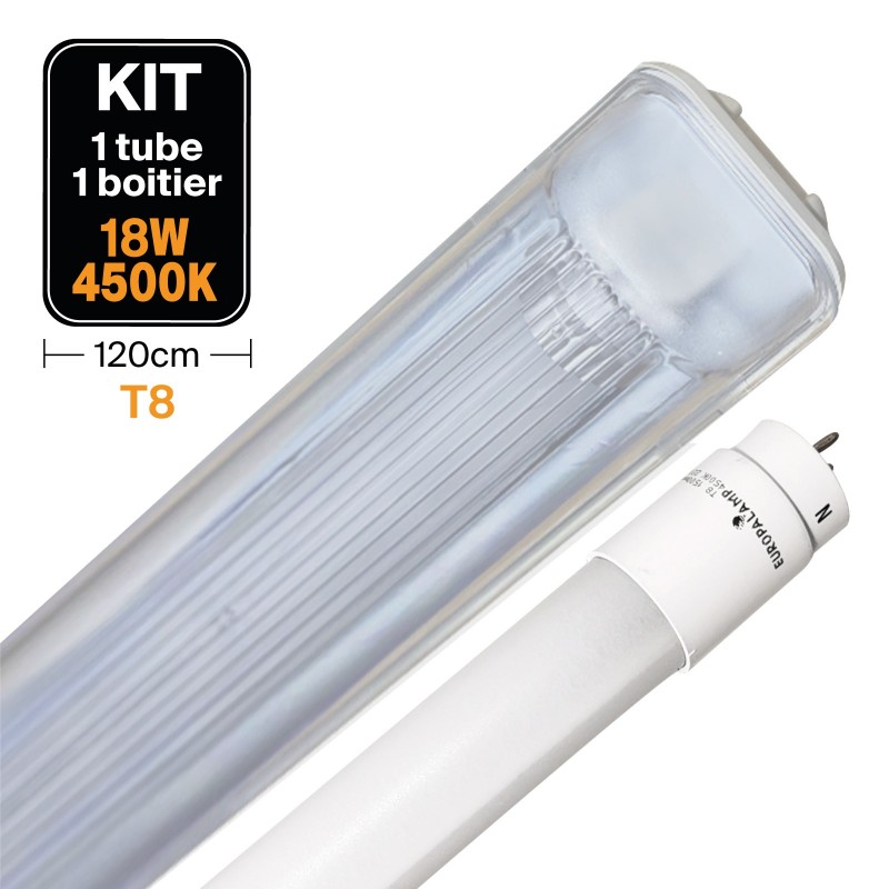 Kit Tube LED T8 18W + Boitier Etanche 120cm