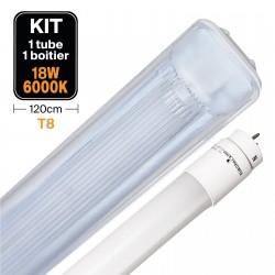 Kit Tube LED T8 18W Blanc Froid + Boitier Étanche 120cm