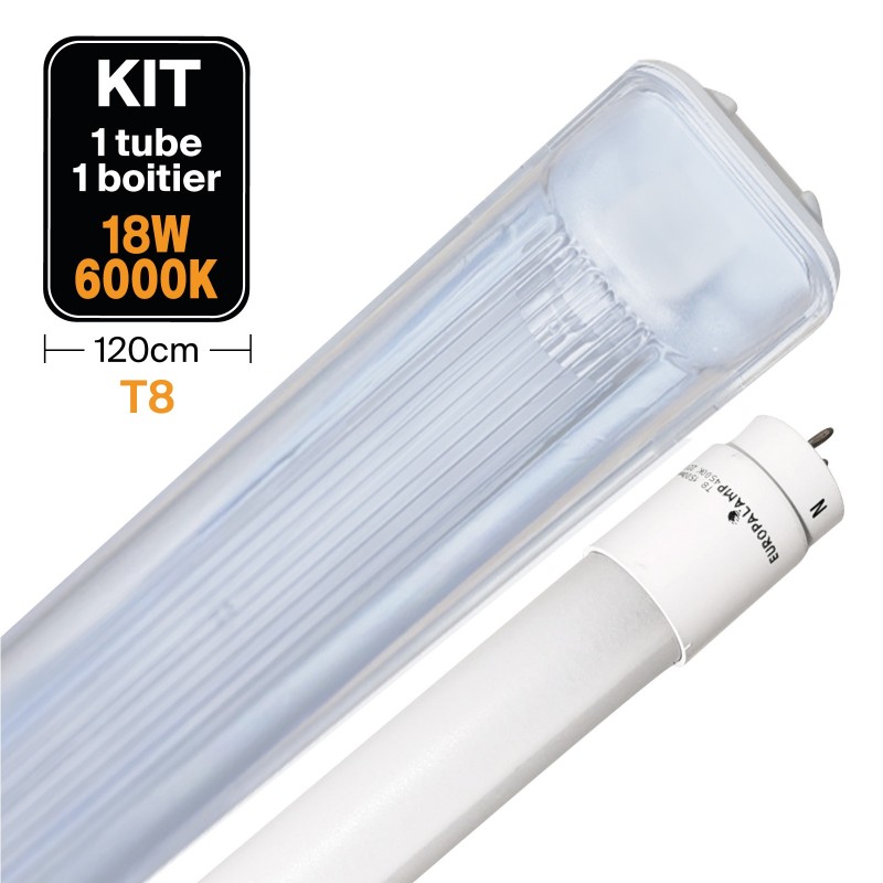 Kit Tube LED T8 18W + Boitier Etanche 120cm