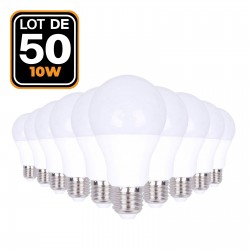 50 Ampoules LED E27 10W Blanc Neutre 4500K  Haute Luminosité