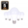 Lot de 5 Ampoule LED E27 12W  Blanc Neutre 4500k - Projecteur Led Shop