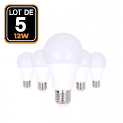 Satz von 5 LED E27 A60 12W 220V 6000K weiss kalt