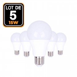 Set di 5 LED E27, A60 15 W 220V 6000K bianco freddo