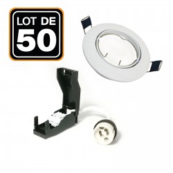 Douilles Céramiques GU10 Classe 2 + Colerettes Orientables Blanche