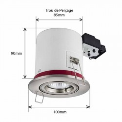 Support Spot Orientable BBC INOX + Ampoule GU10 5W Blanc Chaud + Douille