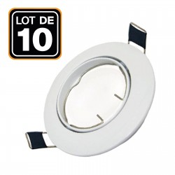 Lot de 12 Support Spot LED Orientable Rond D90 Blanc