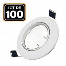 100 Soportes de focos de bombillas LED GU10 blanco redondo