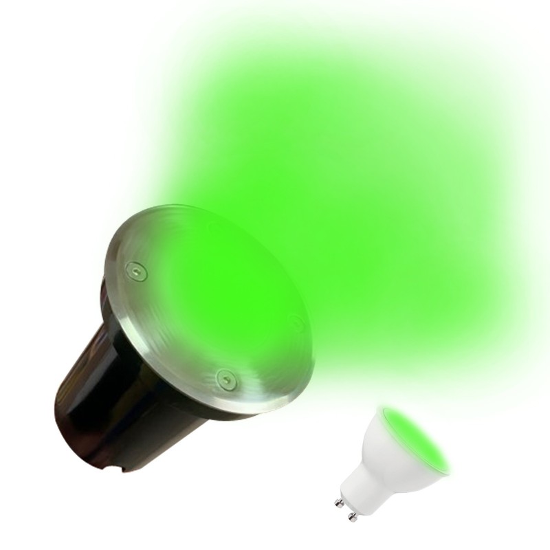 Spot Encastrable de Sol ETANCHE IP65 + Ampoule GU10 7W VERTE