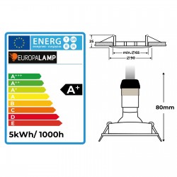 Lot de 20 Spots encastrable orientable INOX avec GU10 LED de 5W eqv. 40W Blanc Chaud 2800K