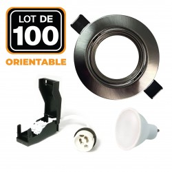 100 Spots encastrable orientable Alu Brossé avec GU10 LED de...