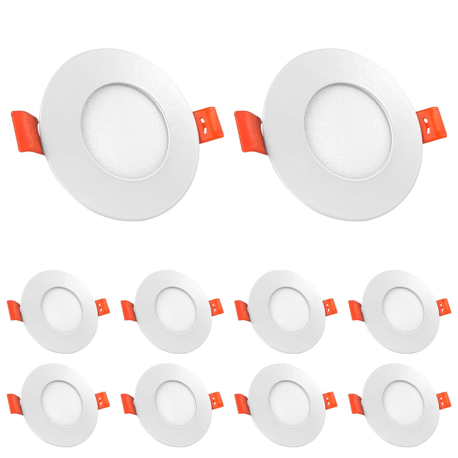 10 Spots Encastrables LED 3W Rond Extra-Plat - Blanc Chaud 3000K