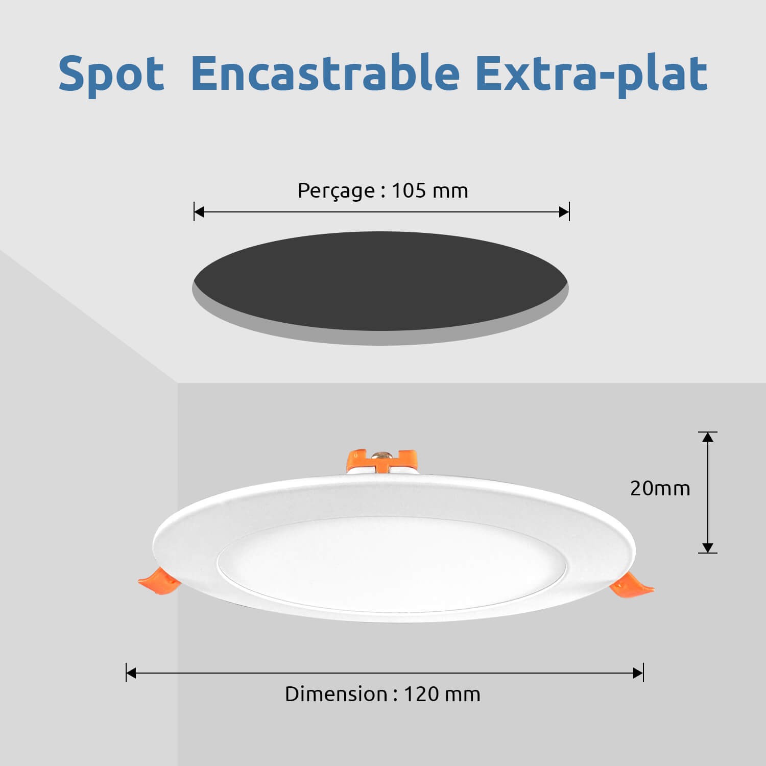 Spot LED encastrable extra plat 6W équivalent 40W Ecolux
